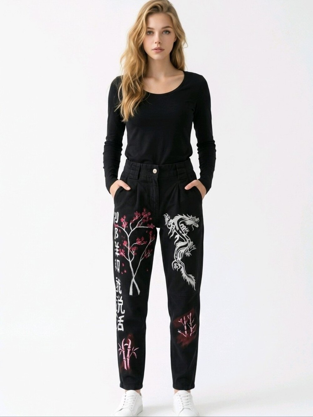 Bershka Black Elastic-Waist Pants